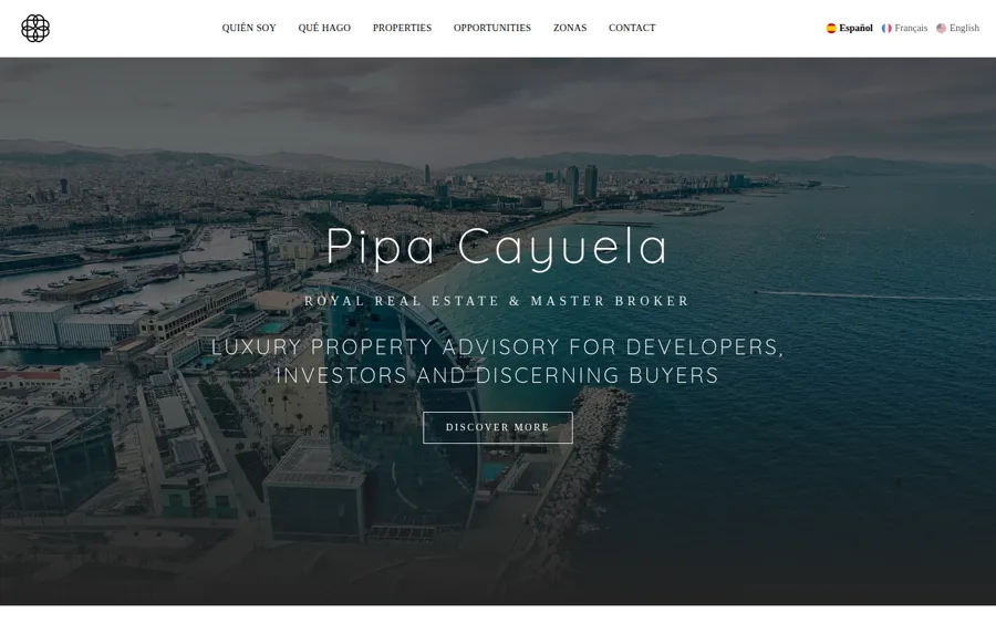 Pipa Cayuela: Web para una consultora inmobiliaria prime