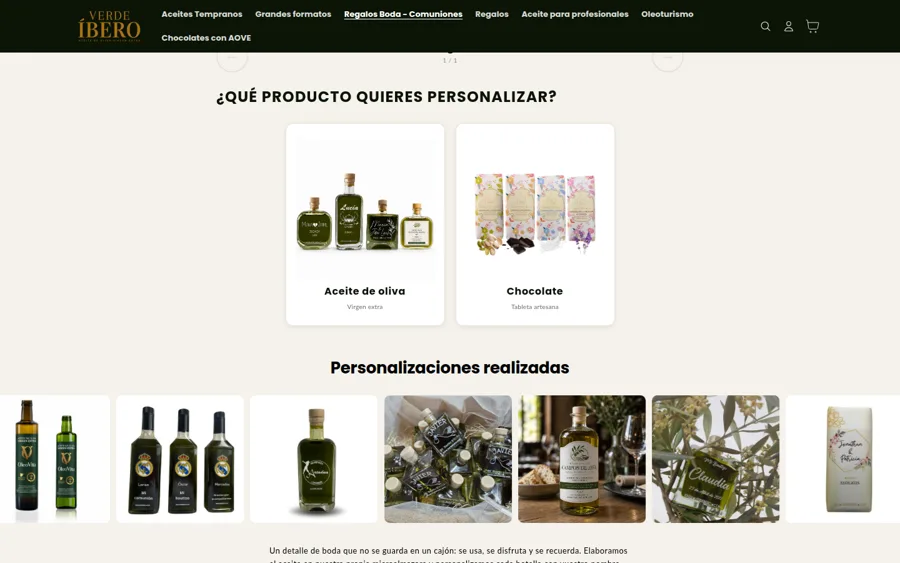 Verde Íbero: Configurador de pedidos personalizados en Shopify